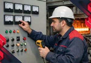 تست سلامت المنت کوره رنگ و بررسی آمپر مصرفی در تابلو برق صنعتی.